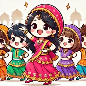 dessin d'une animation de danse Bollywood