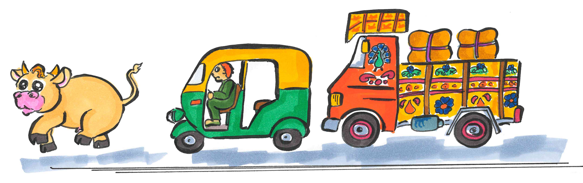 dessin de véhicules en Inde